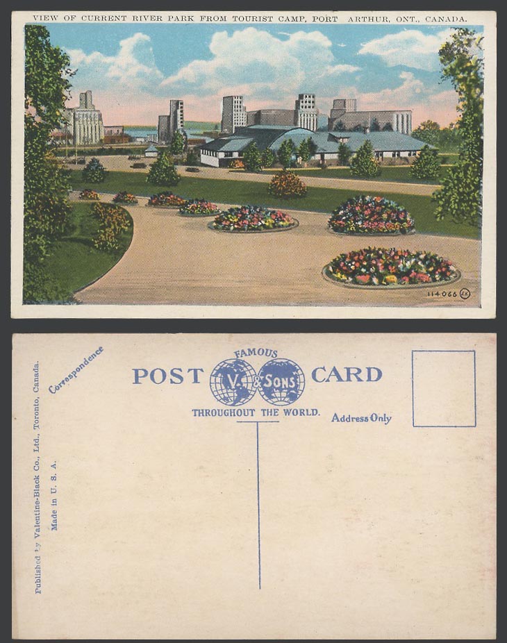 Canada Old Postcard Current River Park from Tourist Camp Port Arthur Ontario Ont