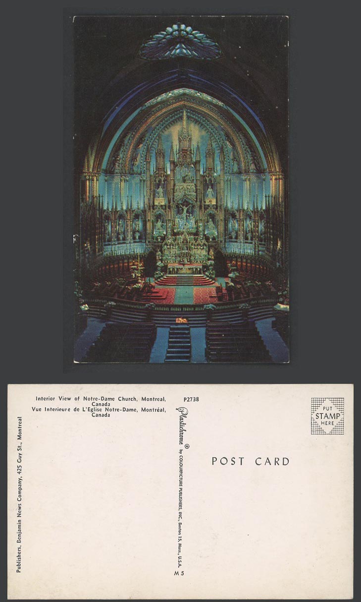 Canada Old Colour Postcard Interior View of L'Eglise Notre-Dame Church, Montreal