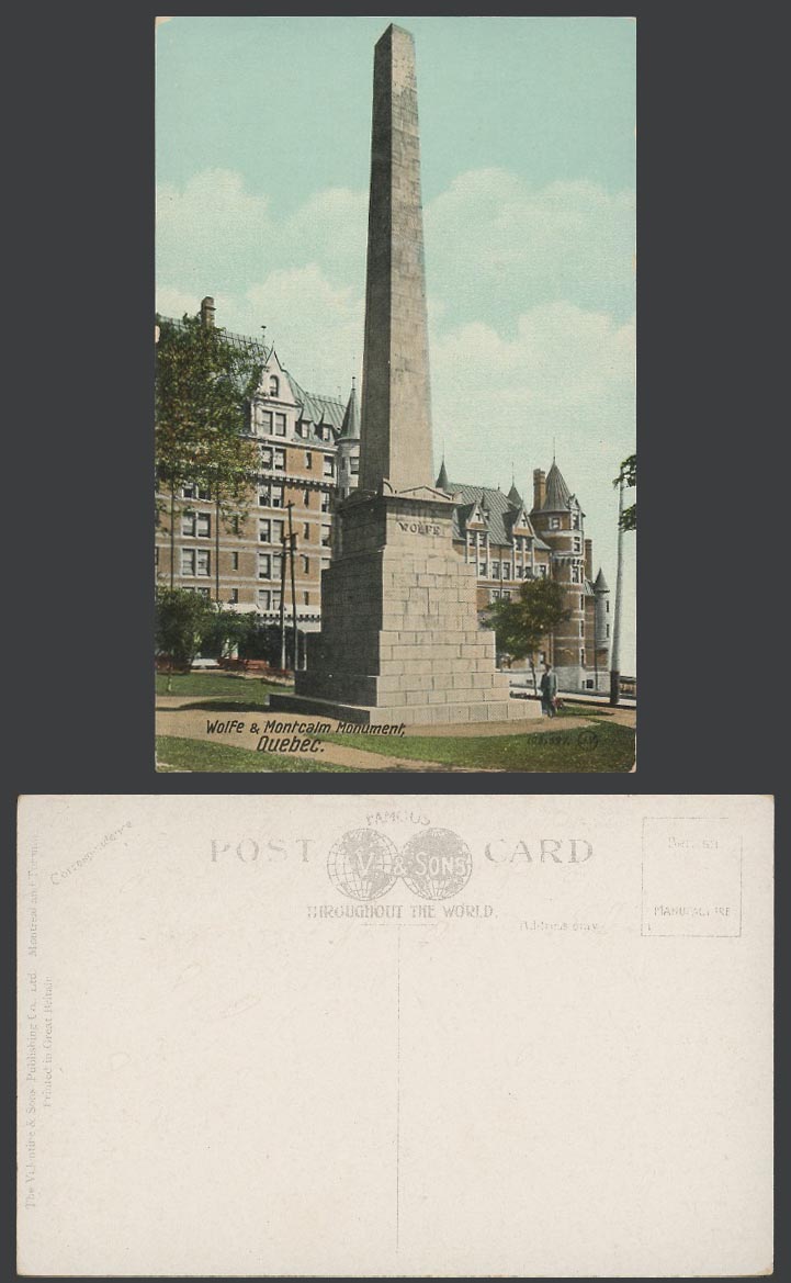 Canada Old Colour Postcard Wolfe & Montcalm Monument Memorial, Quebec, Valentine