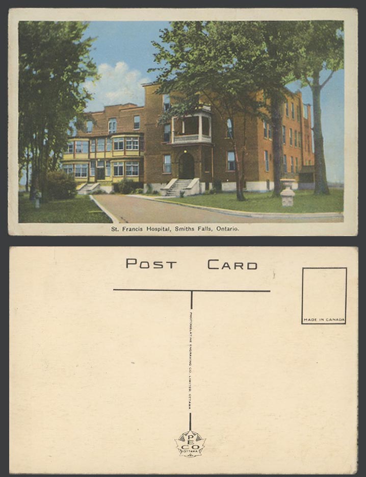 Canada Old Colour Postcard St. Francis Hospital, Smiths Falls, Ontario, PECO