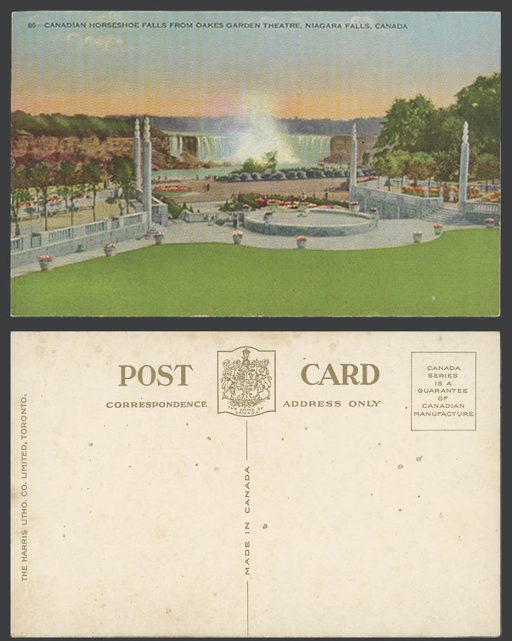 Canada Old Postcard Canadian Horseshoe Falls from Oakes Garden Theatre Niagara F