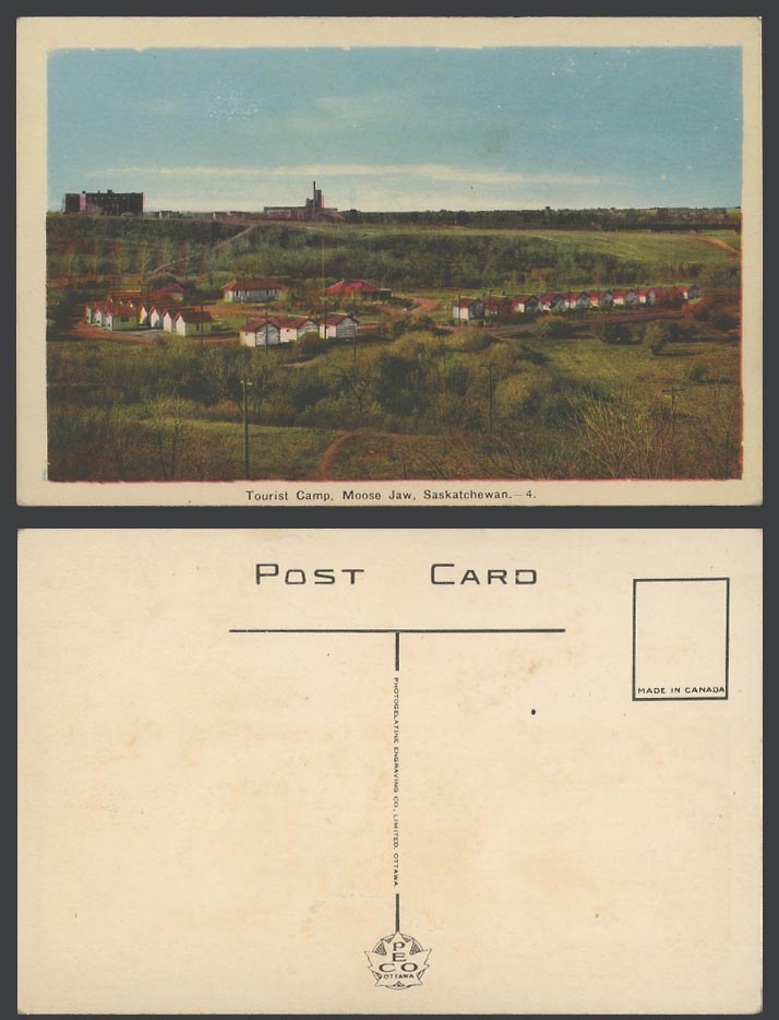 Canada Old Colour Postcard Tourist Camp Moose Jaw Saskatchewan General View PECO