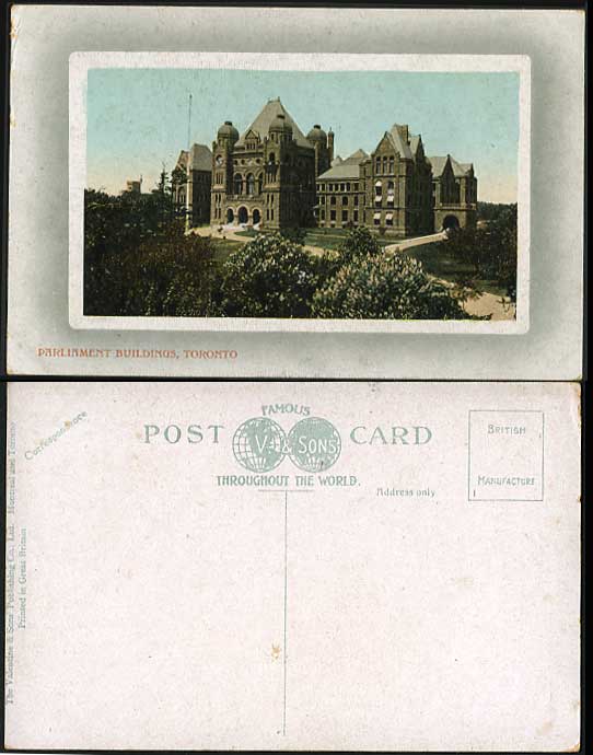 Canada Old c1900 Postcard Parliament Buildings Toronto