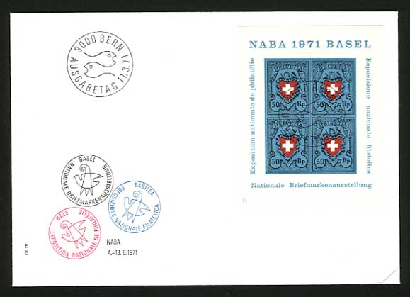 Switzerland 1971 NABA BASEL Stamp Exhibition M/S Cover