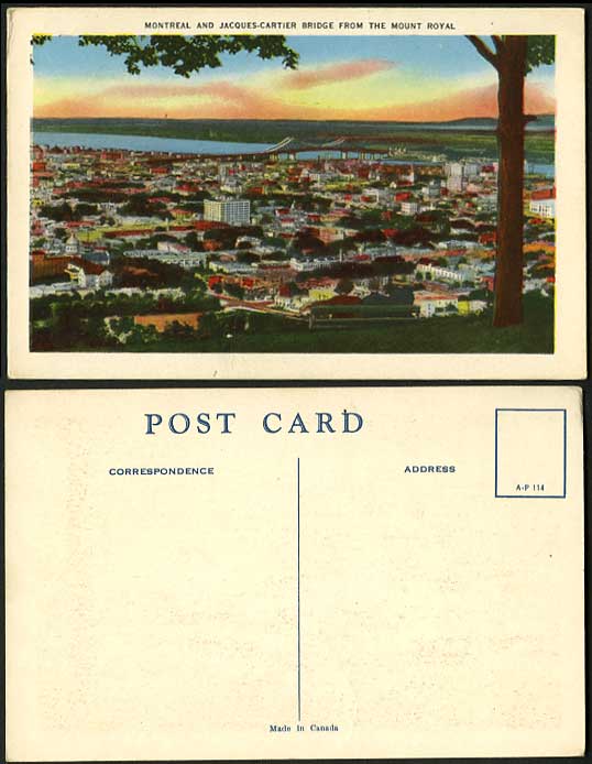 Canada Old Postcard Montreal and Jacques Cartier Bridge