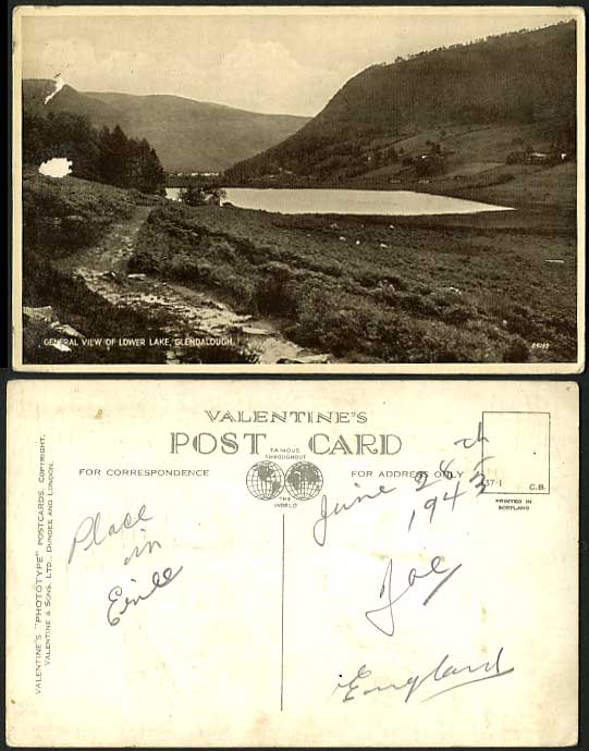 Ireland 1943 Old Postcard Lower Lake View - Glendalough