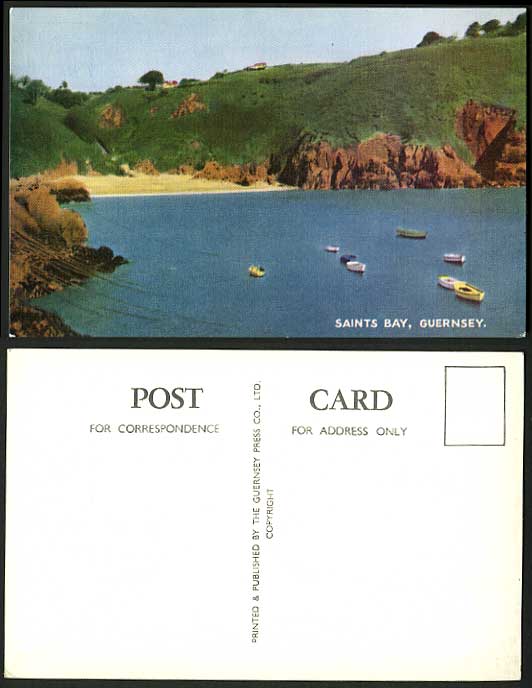 Guernsey Channel Islands Old Postcard Saints Bay Boats