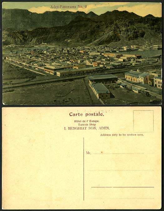 Aden Yemen Old Coloured Postcard ADEN PANORAMA Mountain