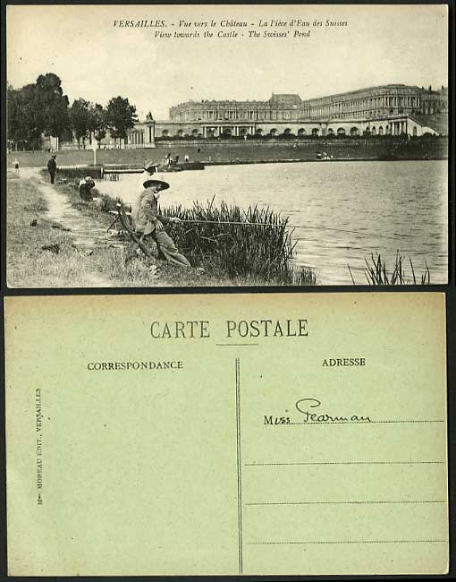 France Versailles Castle Old Postcard - FISHING Angling