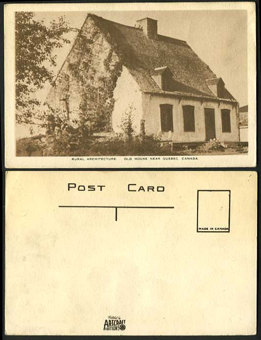 Canada Old Postcard Rural Architecture Old House Quebec