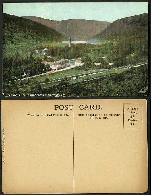 Ireland Old Postcard General View - GLENDALOUGH Wicklow