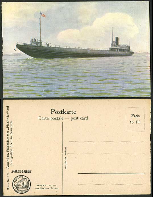 USA Old Colour Tinted Postcard AMERICAN CARGO STEAMER