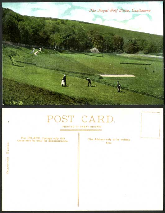 Royal GOLF Links Eastbourne Sport - Old Tinted Postcard