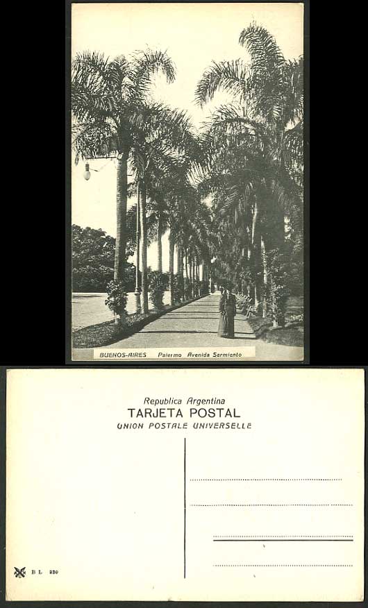 Argentina Old Postcard Trees Palermo Avenida Sarmiento