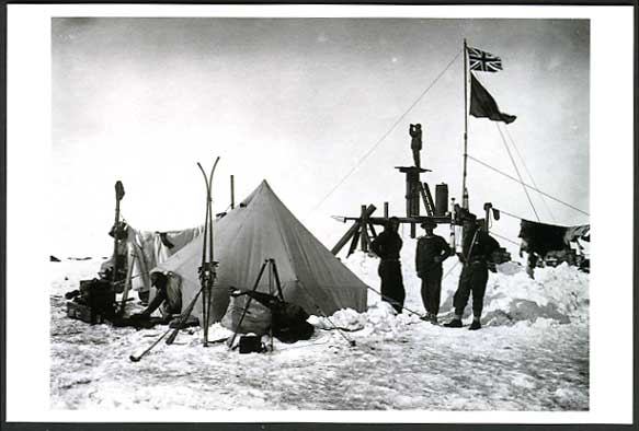 Imperial Trans ANTARCTIC Expedition 1914 Postcard OCEAN CAMP Shackleton Flag Ski