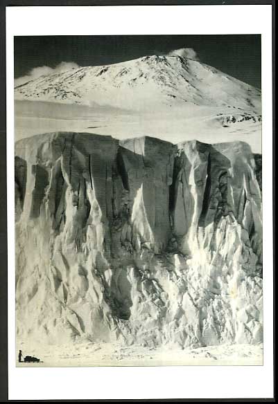 ANTARCTIC Expedition 1912 Repro Postcard Sledger at Foot of GLACIER & Mt. EREBUS