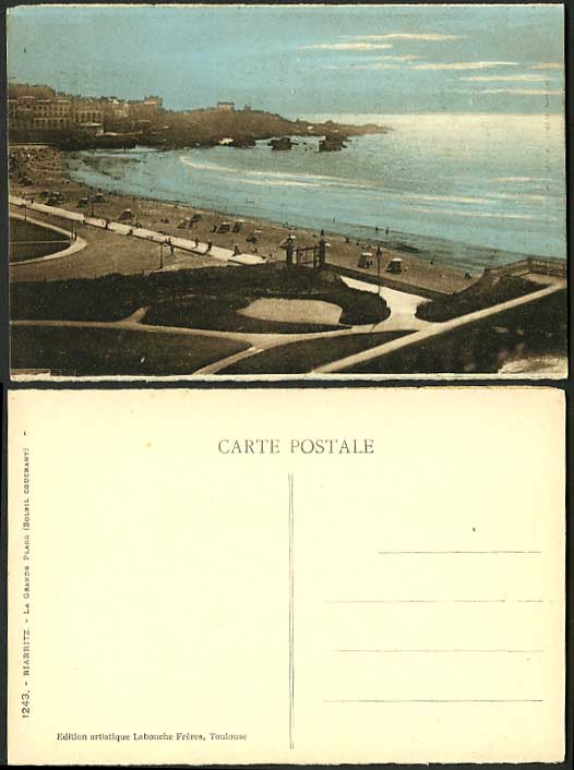 France Old PPC - BIARRITZ Grande Place Soleil Couchant