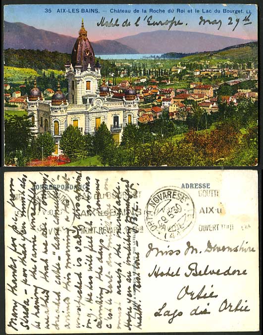 France 1930 Old LL Postcard Aix Les Bains Chateau Roche