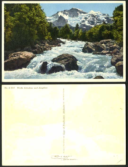 Switzerland Old Postcard Weisse Lutschine und Jungfrau
