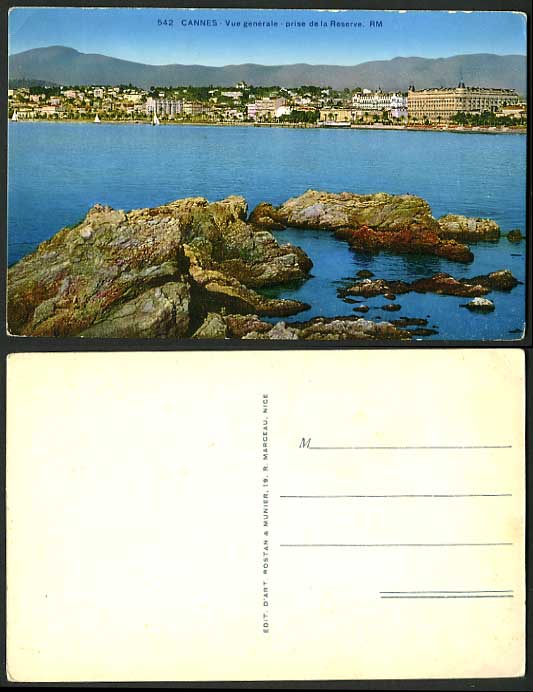 France Old RM Postcard CANNES Coast Rocks General View