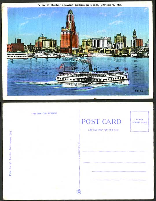 USA Old Postcard - Harbour Excursion Boats BALTIMORE MD