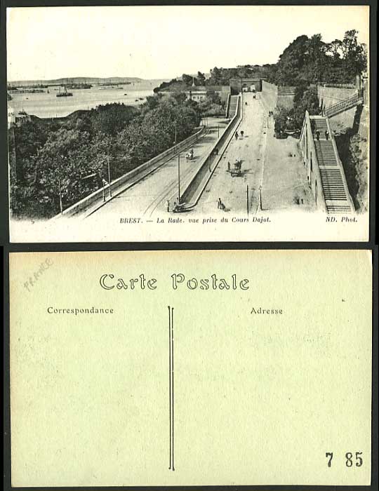 France Old Postcard Harbour - BREST La Rade Cours Dajot