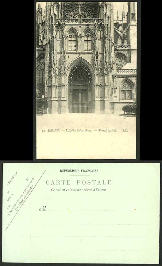 France Undivided LL Postcard ROUEN L'Eglise Saint-Ouen