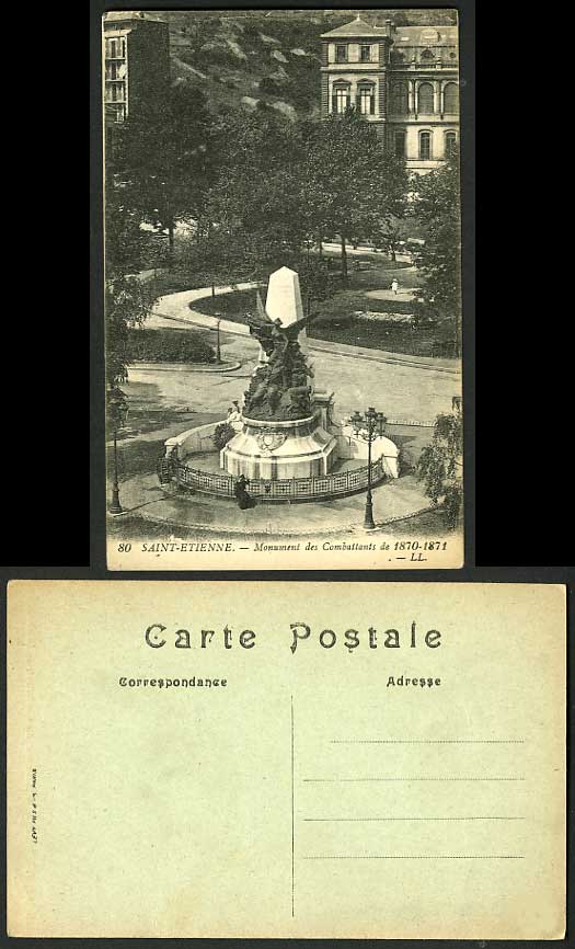France Old LL PPC St-Etienne Monument Combatlants 1871