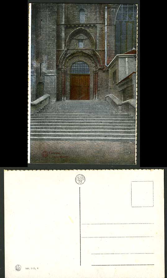 Belgium Old Tinted Postcard Tournai Porte Mantile Steps