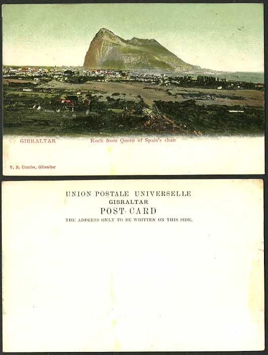 Gibraltar Undivided Back Old Vintage Postcard Rock from Queen of Spain's Chair