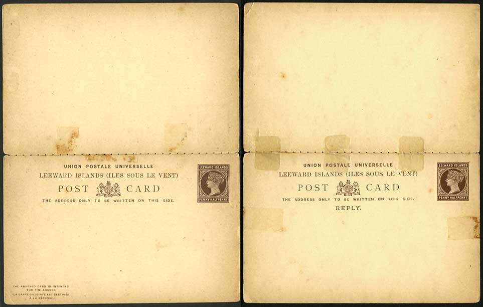 LEEWARD ISLANDS QV Postal Stationery - Penny Halfpenny