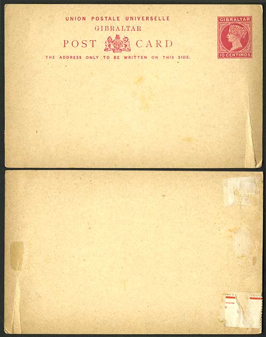 GIBRALTAR Queen Victoria 10c Red Postal Stationery Card