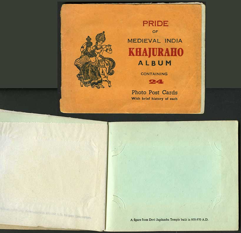 EMPTY Small Photo Postcards Album Pride of Medieval India Khajuraho with History