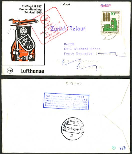 East Germany Bremen Hamburg 1965 Lufthansa First Flight