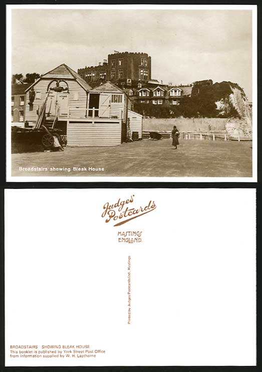 Broadstairs Kent REPRO Postcard Bleak House Boathouse Boat House and Whale Bones