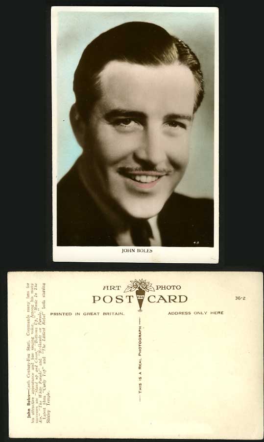 Actor JOHN BOLES Old RP Postcard 20th Century Fox Star