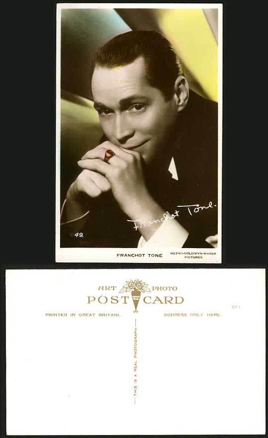 SIGNED - Actor FRANCHOT TONE Goldwyn-Mayer Old Postcard