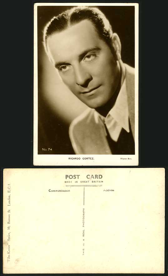 Actor RICARDO CORTEZ Old RP Photo Postcard Warner Bros