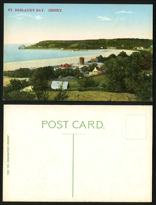 JERSEY Channel Islands Old Colour Postcard St. Brelade's Bay Beach Panorama