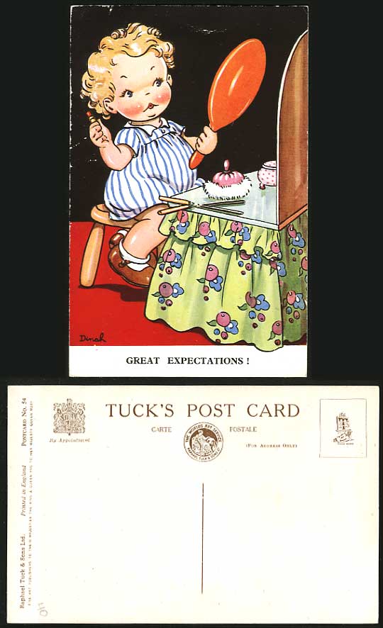DINAH Artist Signed Old Tuck's Postcard Gr Expectations