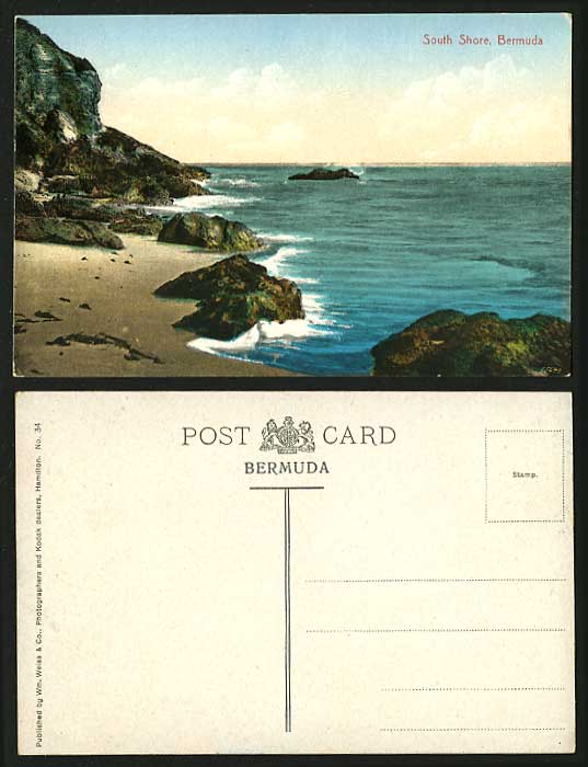 Bermuda c1910 Old Tinted Postcard Beach - South Shore