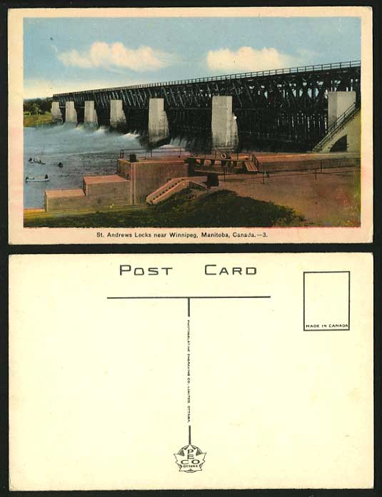 Canada Old Postcard St. Andrews Locks Winnipeg Manitoba