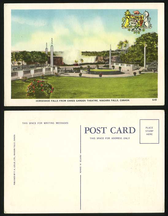 Canada Old Colour Postcard Horseshoe Falls Oakes Garden Theatre