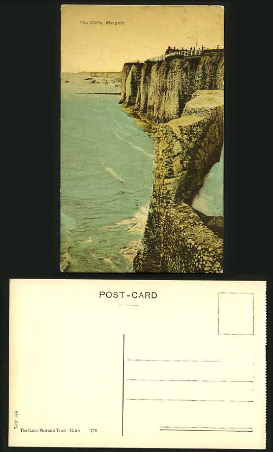 Margate Kent 1926 Old Colour Tinted Postcard THE CLIFFS