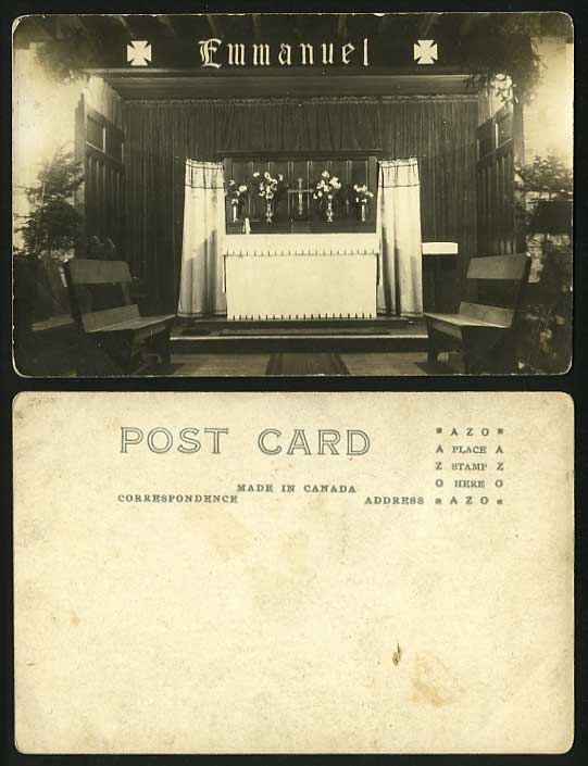 Canada Old Postcard Interior of Church Emmanuel / Cross