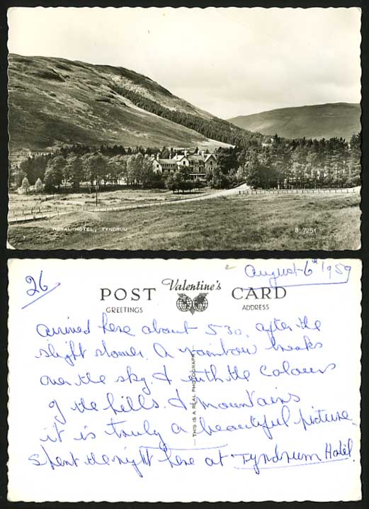 Stirlingshire 1959 Old B/W Postcard TYNDRUM Royal Hotel