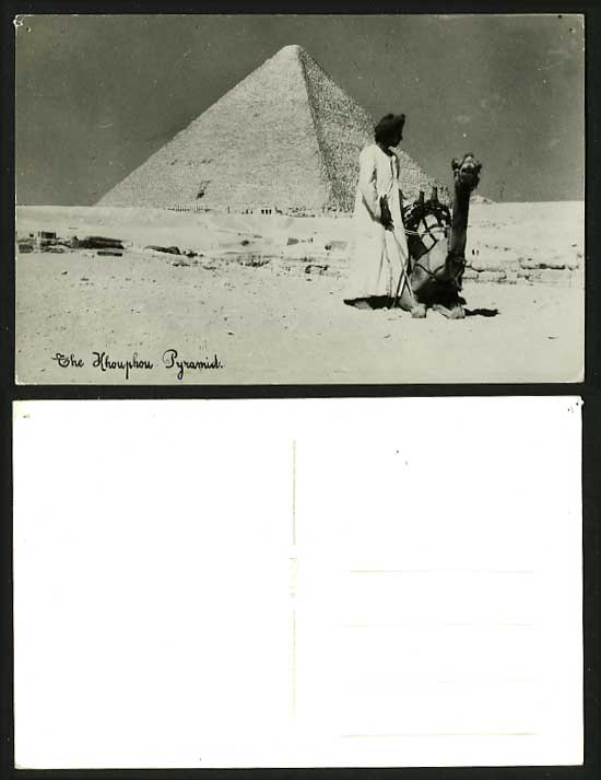 Egypt Old Real Photo Postcard KHOUPHOU PYRAMID & CAMEL