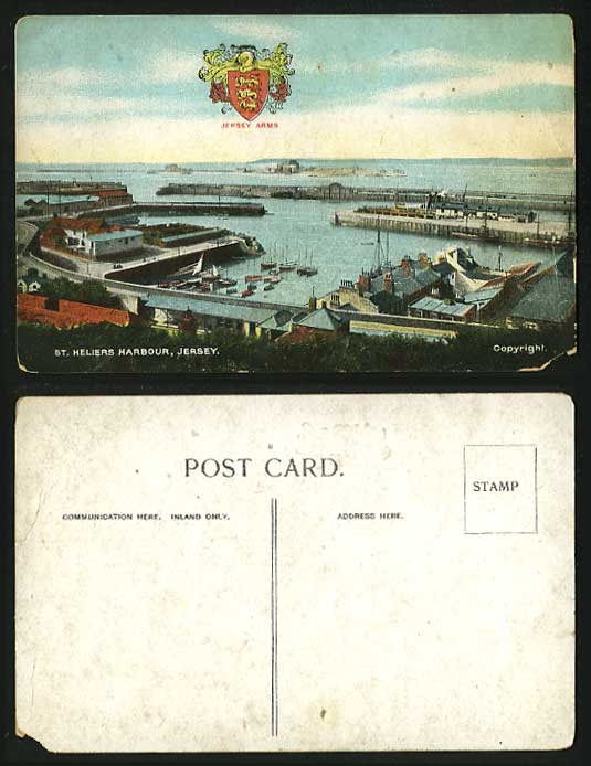 JERSEY ARMS Old Postcard Pier Boats St. Heliers Harbour