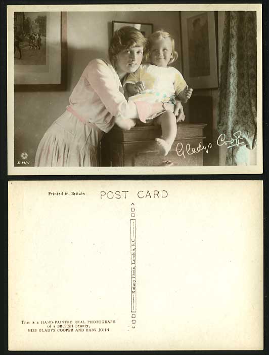 Actress Signed GLADYS COOPER Baby John Old RP Postcard