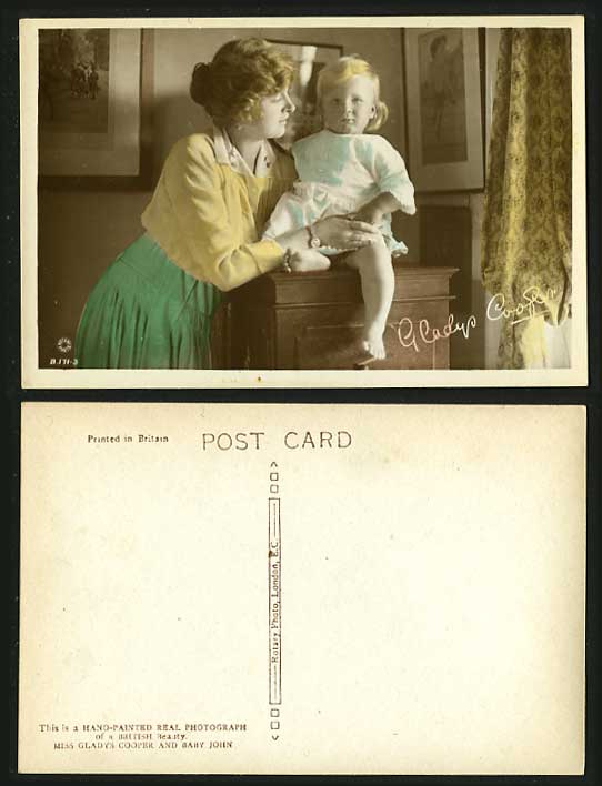 Actress Signed GLADYS COOPER and Baby John Old Postcard
